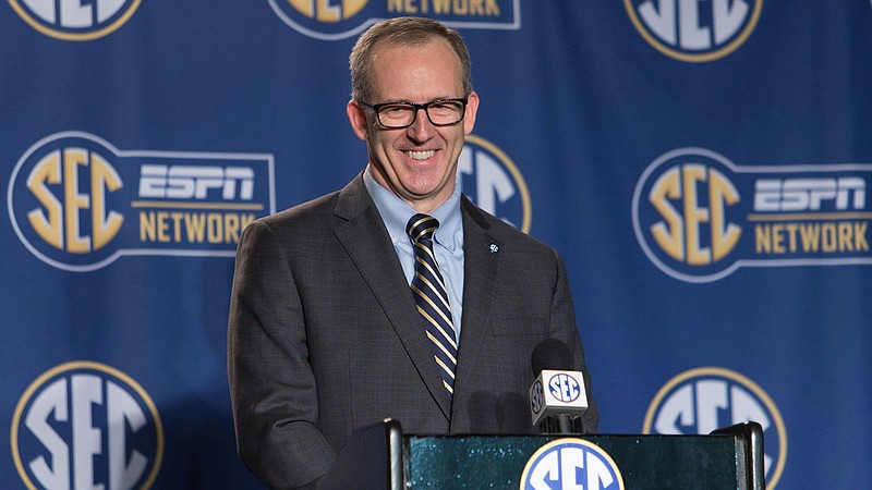 SEC photo / Southeastern Conference commissioner Greg Sankey addressed a Sports Illustrated report Wednesday that the league would be playing a 10-game football season consisting solely of conference contests.