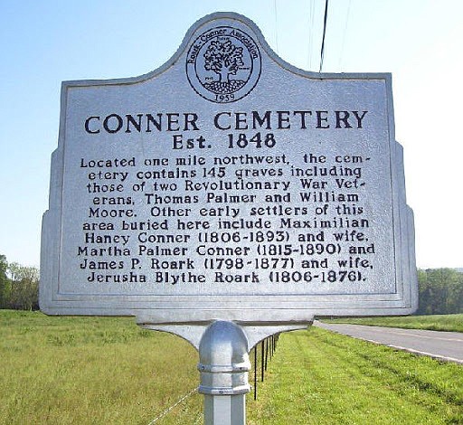 Contributed photo from the Tennessee Historical Commission / This marker denotes the location of the Conner Cemetery in the Birchwood community.