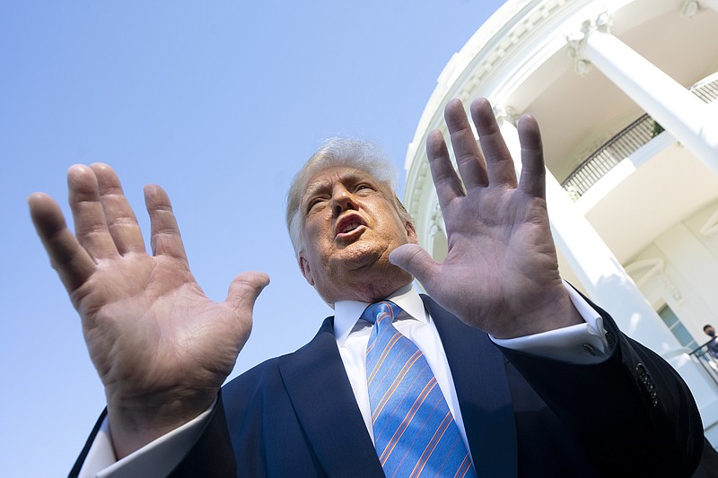 Stefani Reynolds, The New York Times / President Donald Trump speaks to reporters as he departs the White House on Wednesday to visit an oil rig in Texas and attend a fundraiser. Never-Trump Republicans are airing ads to help get him out of the Oval Office for good.