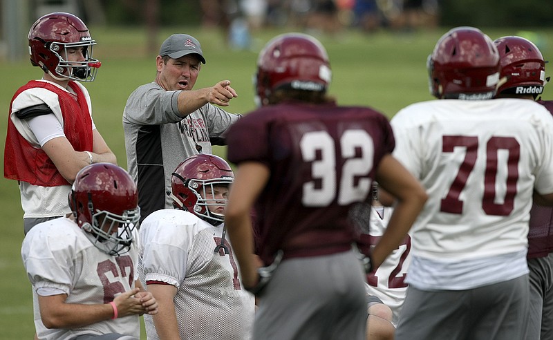 Staff file photo by C.B. Schmelter / Sean Gray resigned as Southeast Whitfield's head football coach after last season, but he is still working to help his alma mater succeed by taking over the team at Valley Point, one of the Raiders' middle school feeder programs.