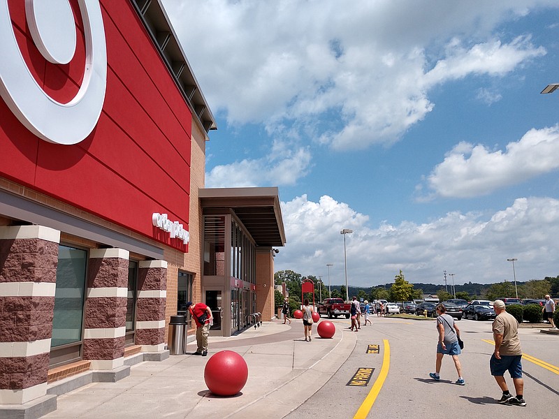 Staff photo by Mike Pare / The Target store on Highway 153 in Hixson was a near-constant flow of shoppers in and out near noon Friday during the first day of Tennessee's sales tax holiday weekend.