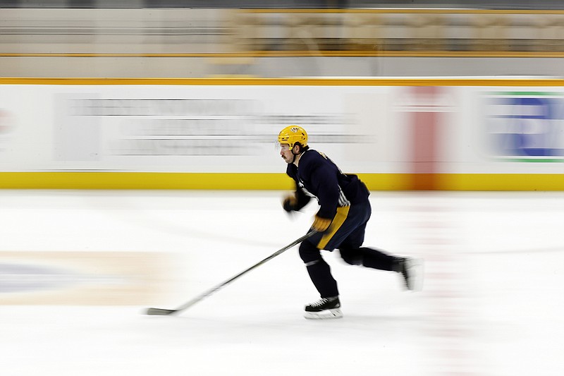 AP photo by Mark Humphrey / Nashville Predators left wing Filip Forsberg skates during practice on July 14 at Bridgestone Arena.