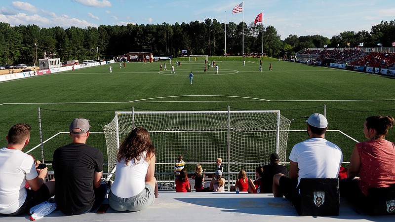 Staff photo by C.B. Schmelter / Fans watch as Chattanooga Red Wolves SC takes on FC Tucson in a USL League One match at CHI Memorial Stadium on Saturday in East Ridge.