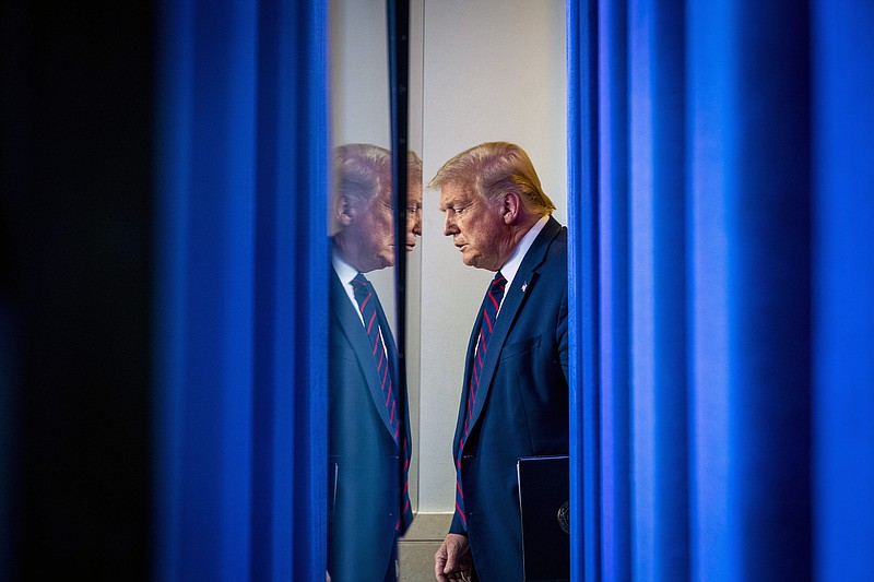Photo by Doug Mills of The New York Times / President Donald Trump arrives to speak to reporters at The White House on Thursday, July 30, 2020.