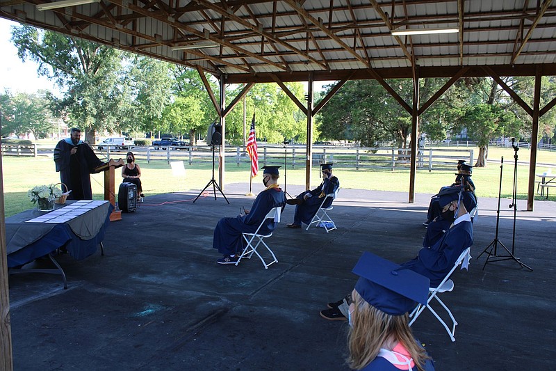 Contributed photo / Head of School Josh Yother is speaking to the class at their private graduation ceremony on Aug. 1.