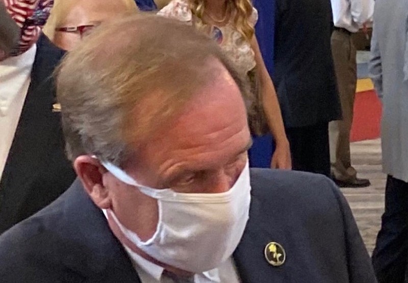 Photo contributed by Stephen Carter / Rep. Mike Carter is pictured wearing a mask during the Lincoln Day Dinner.