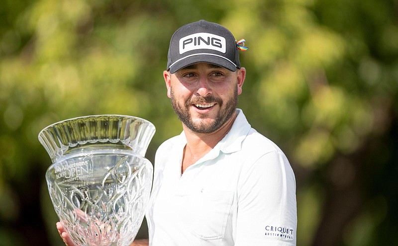 Idaho Statesman photo by Kyle Green / Former Baylor School and UTC golfer Stephan Jaeger was all smiles last Sunday after winning the Albertsons Boise Open.