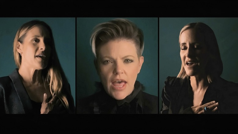 In this image from video, The Chicks perform the National Anthem during the fourth night of the Democratic National Convention on Thursday, Aug. 20, 2020. (Democratic National Convention via AP)