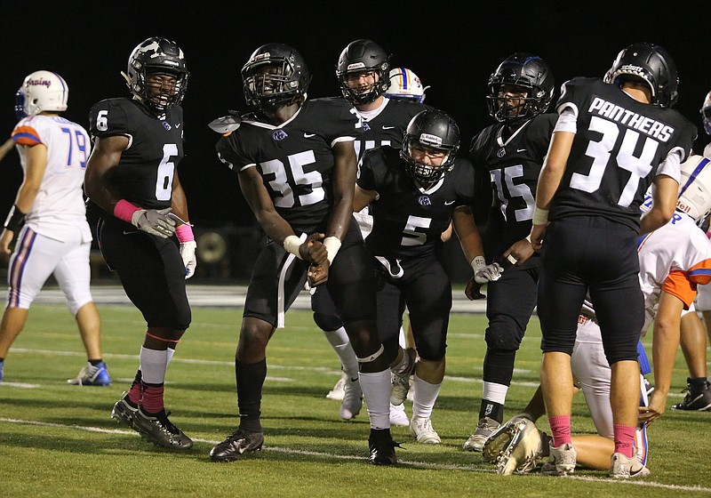 Staff photo / Ridgeland's Jeremiah Turner (35) celebrates an interception during a home game against Northwest Whitfield on Oct. 4, 2019.