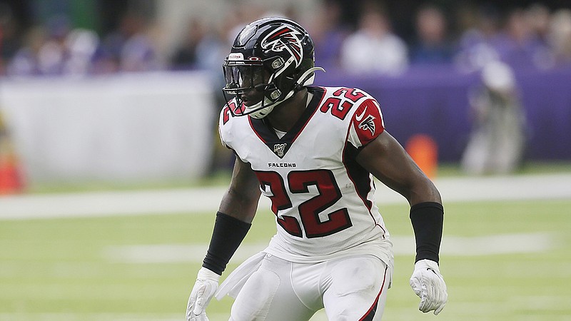 AP file photo by Jim Mone / Atlanta Falcons strong safety Keanu Neal has missed most of the past two seasons due to injuries, but he is healthy in training camp and coach Dan Quinn is optimistic and excited about what his return will do for the secondary.