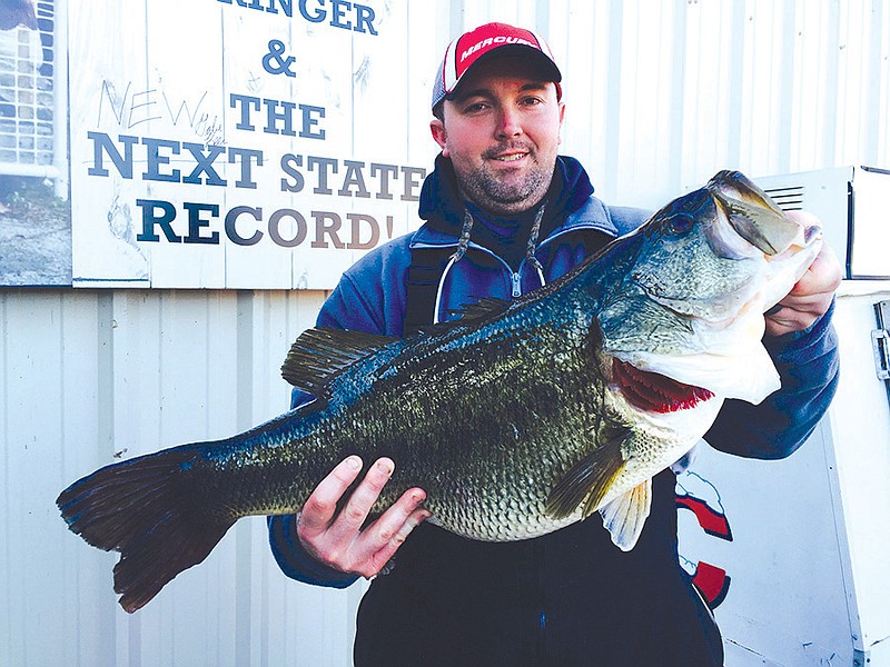 Photo contributed by Nick Carter / Gabe Keen, of Caryville, caught the Tennessee state record largemouth bass from Chickamauga in 2015. It weighed 15 pounds, 3 ounces.