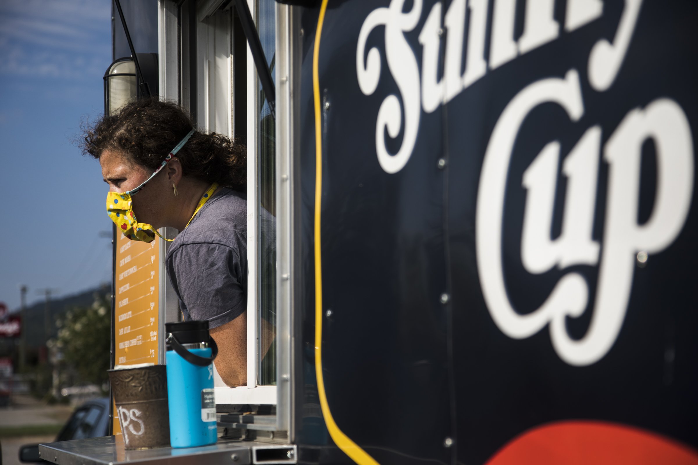 Staff photo by Troy Stolt / Melody Kobernik, owner of Sunnyside Cup, takes a customer's order at their 3008 South Broad St. location on Wednesday. The to-go coffee shop recently announced it will be opening a new location on Signal Mountain Road.