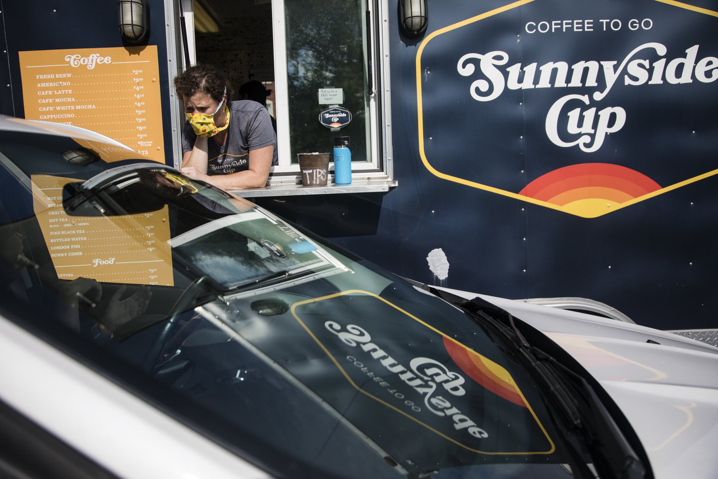Staff photo by Troy Stolt / Melody Kobernik, owner of Sunnyside Cup, takes a customer's order at their 3008 South Broad St. location on Wednesday. The to-go coffee shop recently announced it will be opening a new location on Signal Mountain Road.