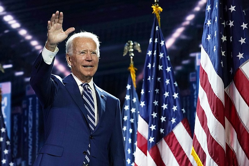 The Associated Press / Democratic presidential nominee Joe Biden stands on stage at the Democratic National Convention earlier this week.