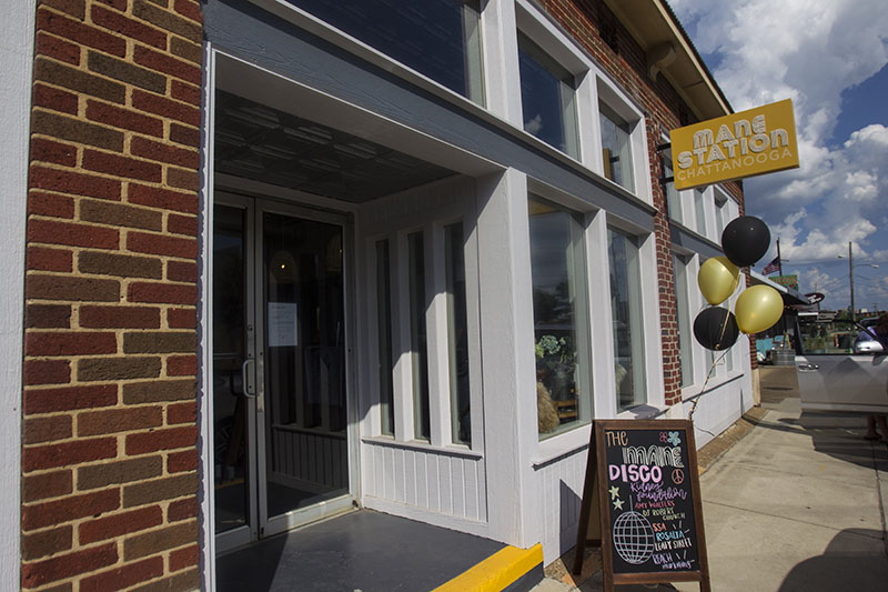 Staff photo by Troy Stolt / The exterior of Mane Station Salon is seen during Mane Disco, a party to celebrate the opening of Mane Station on Friday, July 17, 2020 in Chattanooga, Tenn.