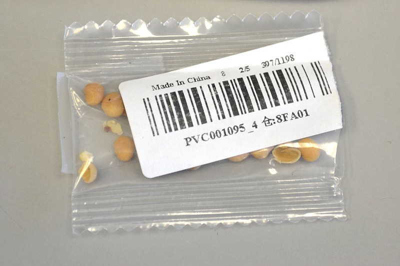 USDA photo / A package of seeds sent unsolicited to a resident in the U.S. is shown. Unsolicited seeds, labeled as a variety of things such as beads and jewelry, have been arriving in mailboxes around the nation, prompting investigation by the USDA.