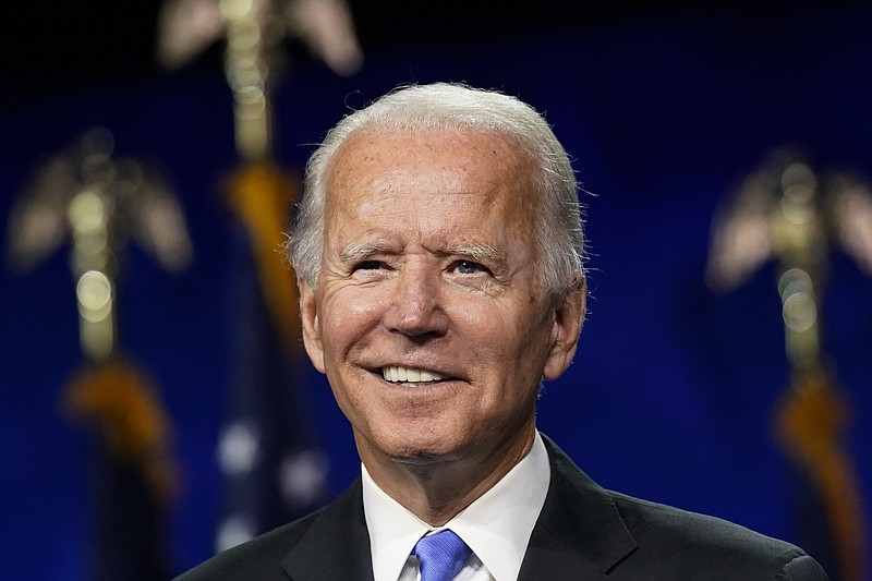 Photo by Andrew Harnik of The Associated Press / Democratic presidential candidate former Vice President Joe Biden speaks during the fourth day of the Democratic National Convention on Thursday, Aug. 20, 2020, at the Chase Center in Wilmington, Delaware.