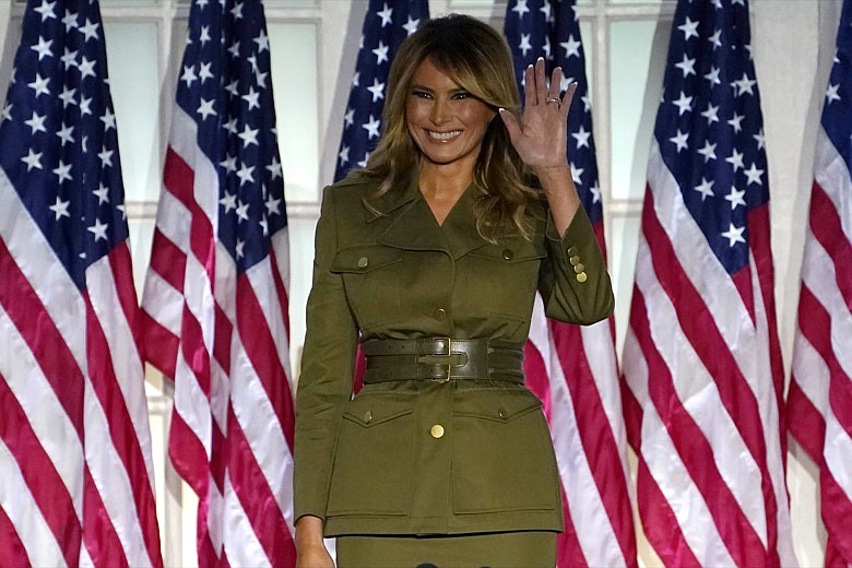 The Associated Press / First lady Melania Trump arrives to speak on the second night of the Republican National Convention from the Rose Garden of the White House last week.