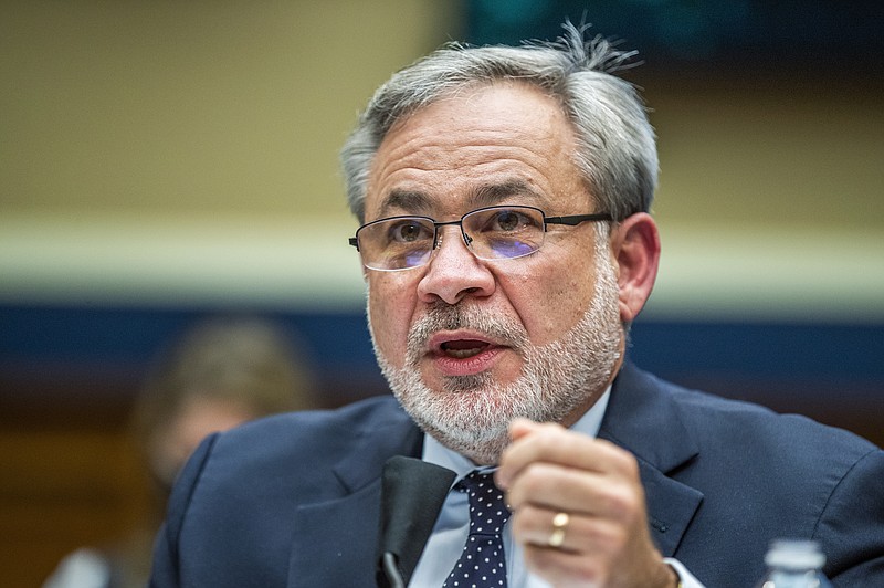Energy Secretary Dan Brouillette testifies before a House Commerce Subcommittee on oversight of the Department of Energy during coronavirus pandemic on Capitol Hill Tuesday, July 14, 2020, in Washington. (AP Photo/Manuel Balce Ceneta)