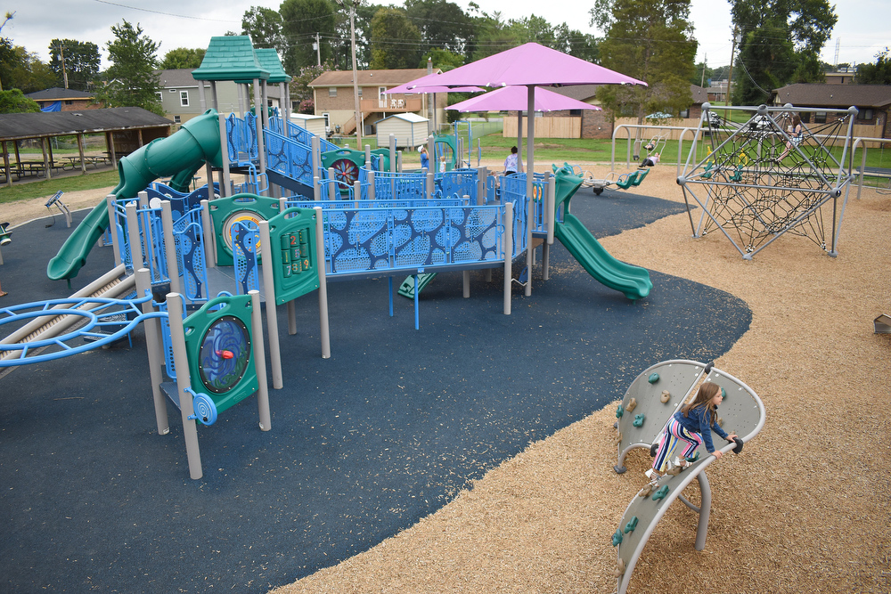 Staff photo by Matt Hamilton / Gilbert-Stephenson Park in Fort Oglethorpe recently concluded a one-year improvement, including the addition of an inclusive playground for children of all abilities.