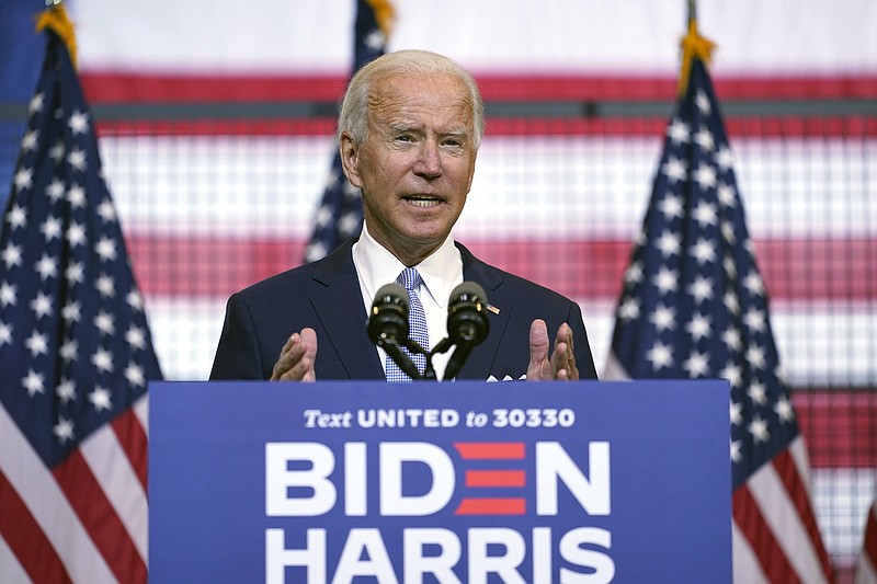 Democratic presidential candidate former Vice President Joe Biden speaks at campaign event in Pittsburgh, Pa., Monday, Aug. 31, 2020, at a location called Mill 19. (AP Photo/Carolyn Kaster)