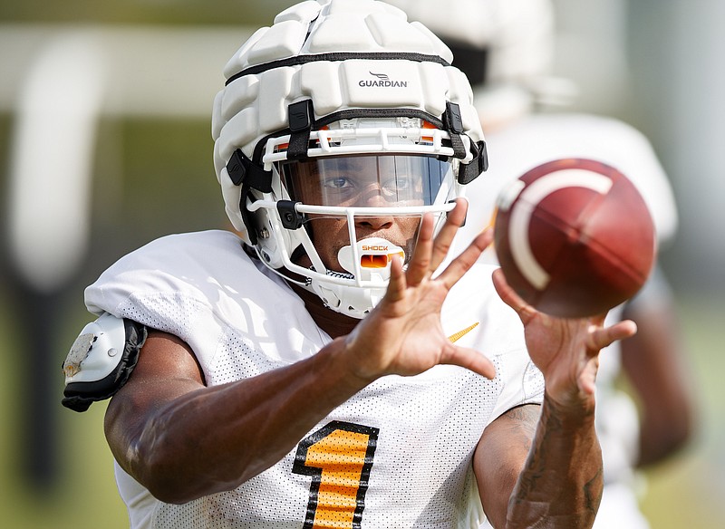 Tennessee Athletics photo by Caleb Jones / Receiver Velus Jones Jr., a graduate transfer from Southern California, expects to factor into Tennessee's aerial attack and return game this season.