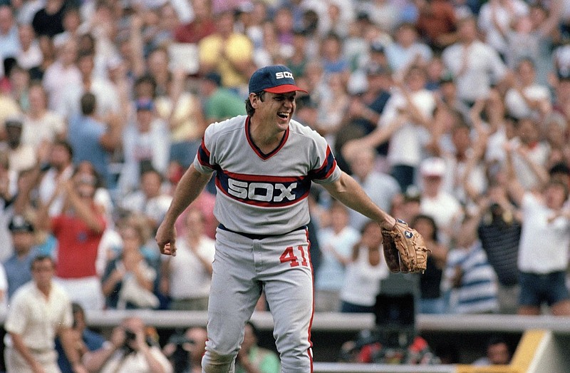 FILE - In this Aug. 4, 1985, file photo, Chicago White Sox pitcher Tom Seaver reacts as a fly ball hit by New York Yankees' Don Baylor is caught, ending the game and giving Seaver his 300th win, in a baseball game at Yankee Stadium in New York. Seaver, the galvanizing leader of the Miracle Mets 1969 championship team and a pitcher who personified the rise of expansion teams during an era of radical change for baseball, has died. He was 75. The Hall of Fame said Wednesday night, Sept. 2, 2020, that Seaver died Aug. 31 from complications of Lewy body dementia and COVID-19. (AP Photo/Forrest Anderson, File)