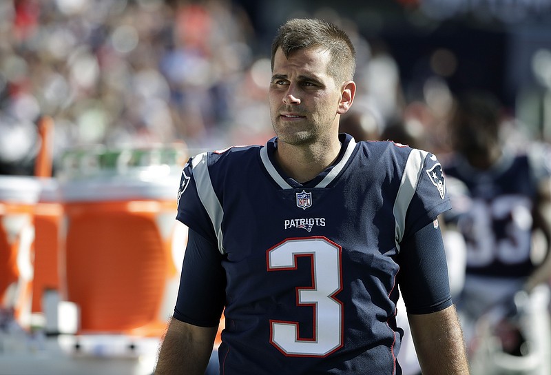 AP file photo by Elise Amendola / Former New England kicker Stephen Gostkowski, who won three Super Bowls with the Patriots, is set to join the Tennessee Titans after they waived Greg Joseph, who had struggled in training camp.