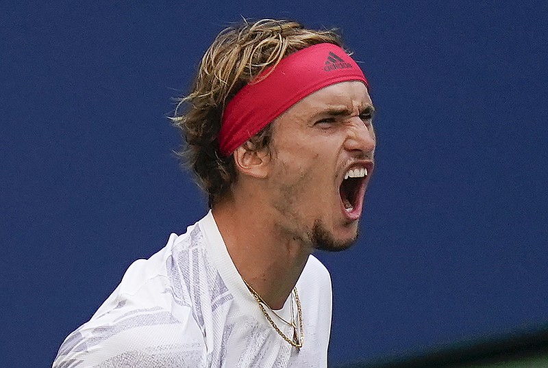 AP photo by Seth Wenig / Alexander Zverev reacts during his U.S. Open quarterfinal against Borna Coric on Tuesday in New York.