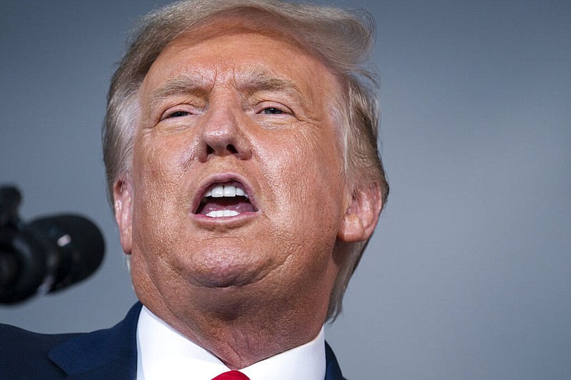 President Donald Trump speaks during a campaign rally at Smith Reynolds Airport, Tuesday, Sept. 8, 2020, in Winston-Salem, N.C. (AP Photo/Evan Vucci)