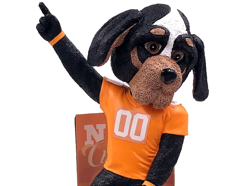 THUMBNAIL ONLY - The new Tennessee Vols bobblehead depicts Smokey celebrating six NCAA Division I football national championships. / Photo from Phil Sklar