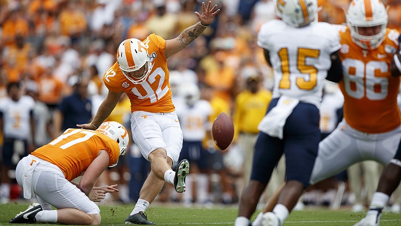 Tennessee Athletics photo by Caleb Jones / Tennessee kicker Brent Cimaglia made 23 of 27 field-goal attempts last season, including efforts from 51 and 53 yards.