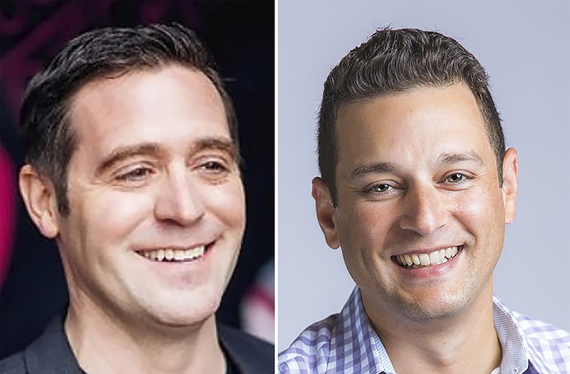 These undated photos provided by T-Mobile shows, from left, T-Mobile executives Matt Staneff and Mike Katz. T-Mobile is pushing to offer internet service to schools that are doing online learning with a program aimed at low-income students who don't have access. (T-Mobile via AP)