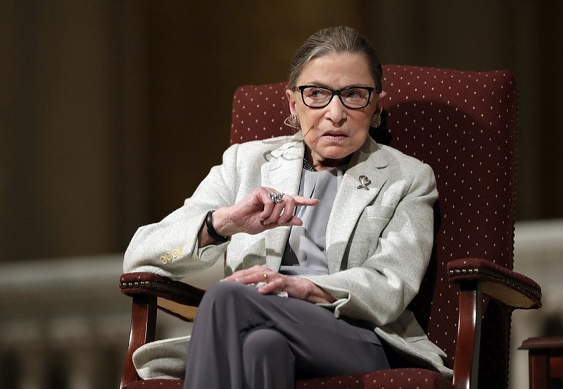 FILE - In this Feb. 6, 2017 file photo, Supreme Court Justice Ruth Bader Ginsburg speaks at Stanford University in Stanford, Calif. The Supreme Court says Ginsburg has died of metastatic pancreatic cancer at age 87. (AP Photo/Marcio Jose Sanchez, File)


