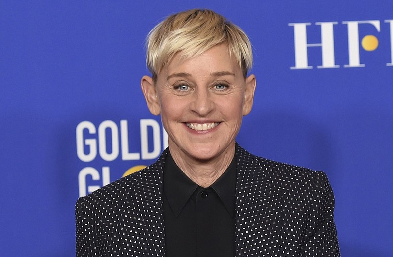 FILE - Ellen DeGeneres poses in the press room at the 77th annual Golden Globe Awards on Jan. 5, 2020, in Beverly Hills, Calif. DeGeneres says she'll be ready to talk when her daytime show returns this month after a staff shake-up prompted by allegations of a toxic workplace. "I can't wait to get back to work and back to our studio. And, yes, we're gonna talk about it," DeGeneres said in a statement announcing the show's Sept. 21, 2020, start of its 18th season. (AP Photo/Chris Pizzello, File)