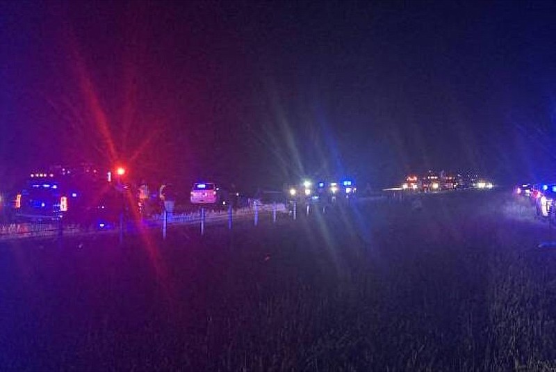 Photo contributed by the DeKalb County Sheriff's Office / This photo shows Alabama authorities at the scene of a shooting incident on Interstate 59 on Sept. 16, 2020. No one was injured by the shots but two people were injured in an associated traffic accident.