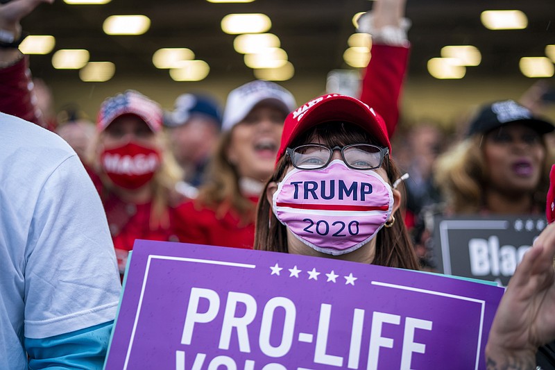 Photo by Doug Mills of The New York Times / A supporter listens to President Donald Trump during a campaign rally at MBS International Airport in Freeland, Michigan, on Sept. 10, 2020. "Judicial nominees should be honest about their stance on abortion," writes New York Times columnist Michelle Goldberg.