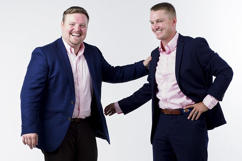 C.B. Schmelter / Cody Harvey, left, and Kell Harvey pose in the studio at the Times Free Press on Wednesday, Aug. 5, 2020 in Chattanooga, Tenn.