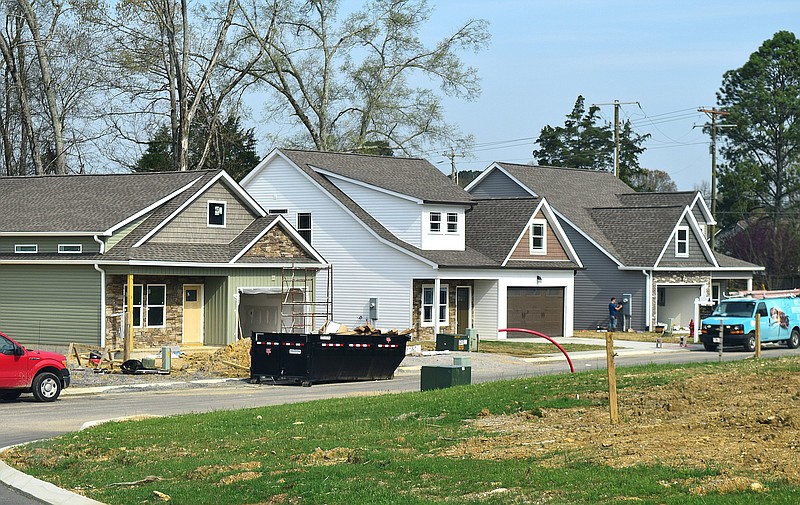 Staff file photo by Robin Rudd / Homebuilding is continuing in the Chattanooga area, including at the Rock Bridge subdivision off Wooten Road in Graysville, Ga., though these homes are for sale and unrelated to the Hamilton Villas project. 