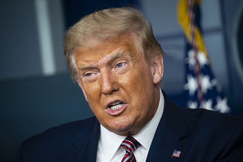 New York Times photo by Al Drago / President Donald Trump speaks during a news briefing in the White House in Washington on Sunday. Trump spoke just after The New York Times published a major investigation into his tax returns.