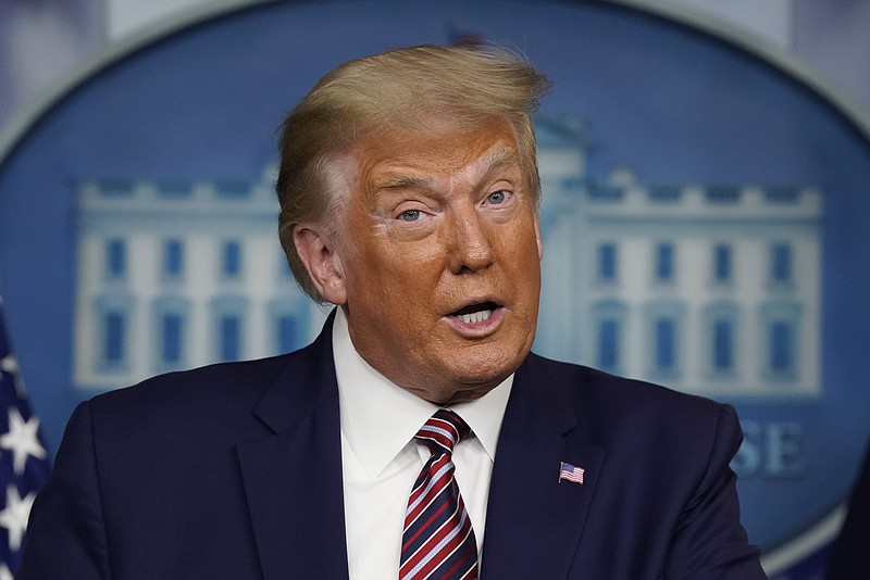 The Associated Press / President Donald Trump speaks during a news conference at the White House on Sunday in Washington, D.C.