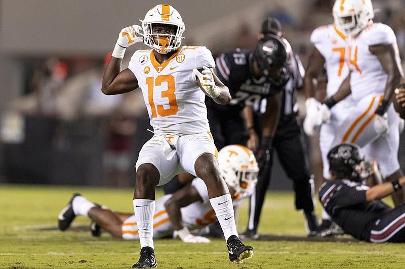 Tennessee Athletics photo / Tennessee senior edge rusher Deandre Johnson posted career bests with six tackles and 2.5 sacks during last Saturday night's 31-27 win at South Carolina.