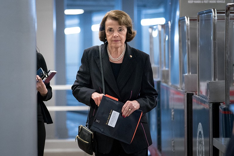 New York Times File Photo / Sen. Dianne Feinstein, D-California, walking to a Capitol Hill luncheon in this 2018 photograph, recently was photographed walking maskless through a Washington airport terminal after demanding earlier this year that everyone in airports must wear a mask.