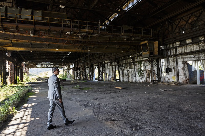 Staff file photo / Mayor Andy Berke toured the old Wheland Foundry-U.S. Pipe site in 2017. The 141-acre site is seen as a linchpin in the redevelopment of the South Broad district.