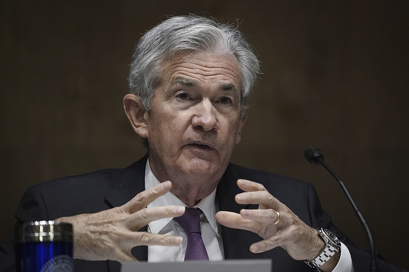 Federal Reserve Board Chairman Jerome Powell testifies during a Senate Banking Committee hearing, Thursday Sept. 24, 2020 on Capitol Hill in Washington about the CARES Act and the economic effects of the coronavirus pandemic. (Drew Angerer/Pool via AP)