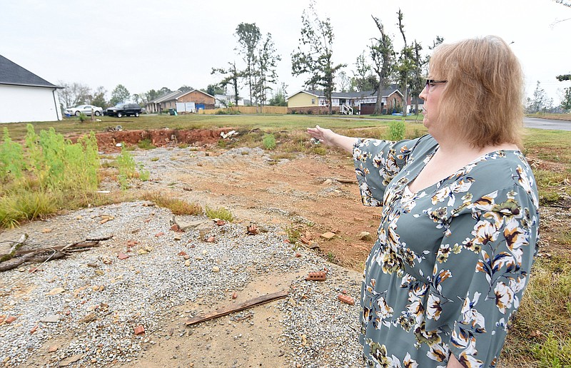 Staff Photo by Matt Hamilton / Kristen Otto talks about the location where her home once stood on Friday, Oct. 9, 2020.