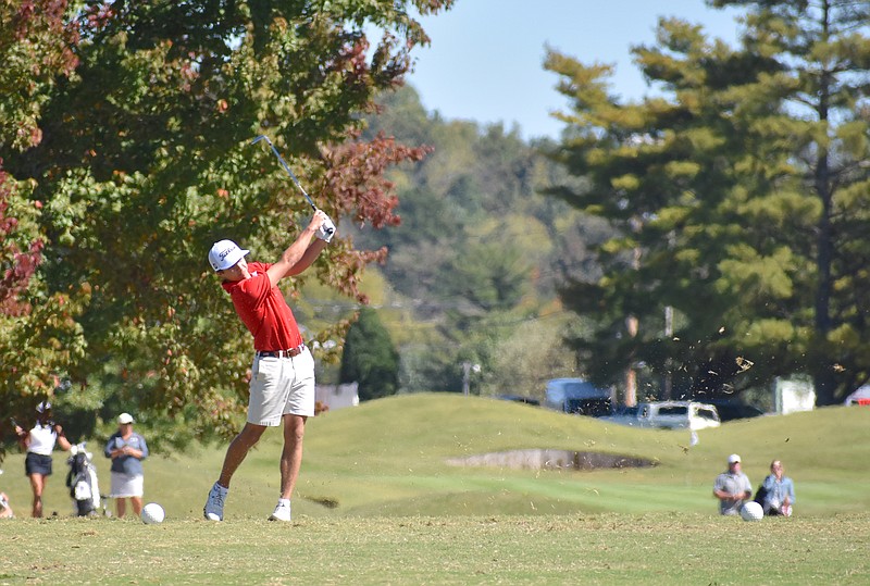 Staff photo by Patrick MacCoon / Baylor junior Sheldon McKnight shot 2-under par to help lead the Red Raiders to the program's 19th state championship.