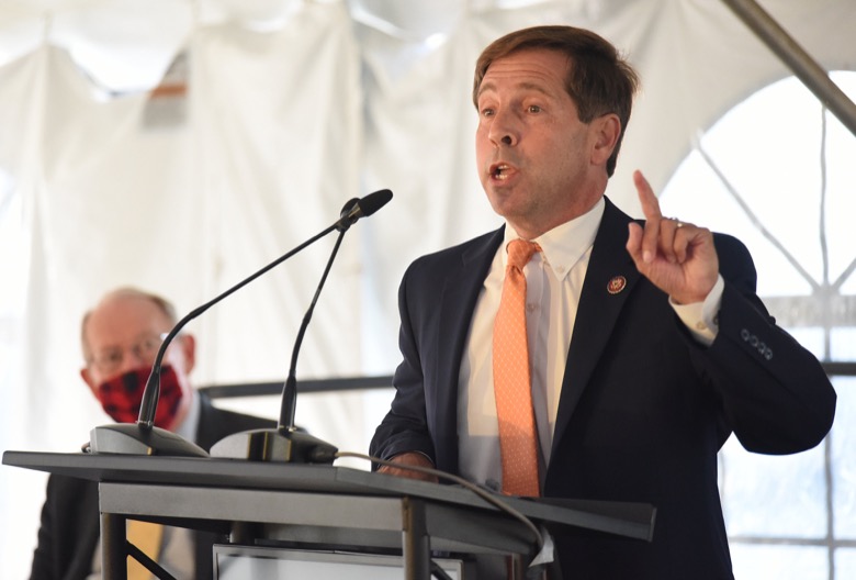 Staff Photo by Matt Hamilton / Congressman Chuck Fleischmann speaks at the former site for the K-25 uranium enrichment facility in Oak Ridge, Tenn. on Tuesday, Oct. 13, 2020.