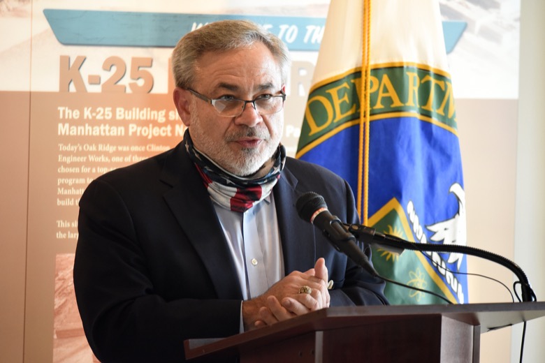 Staff Photo by Matt Hamilton / Dan Brouillette, Secretary of the U.S. Department of Energy, speaks at the K-25 History Center in Oak Ridge, Tenn. on Tuesday, Oct. 13, 2020.