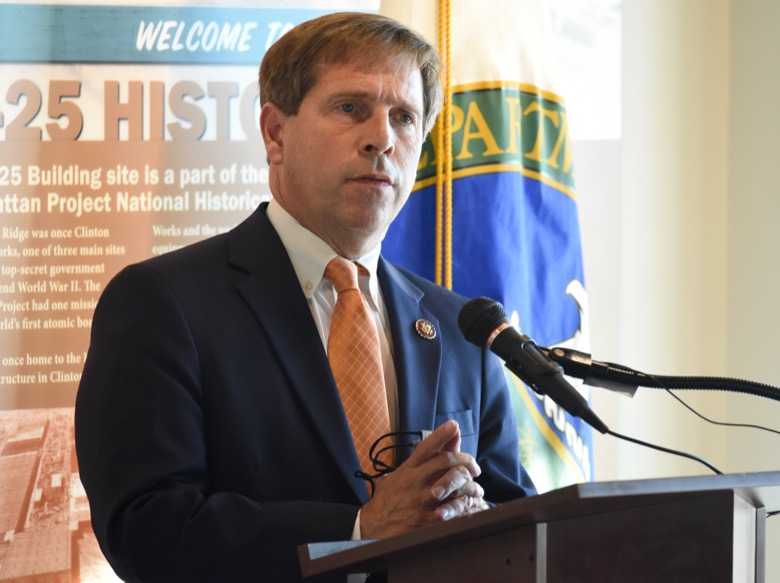 Staff Photo by Matt Hamilton / Congressman Chuck Fleischmann speaks at the former K-25 History Center in Oak Ridge, Tennessee, on Tuesday, Oct. 13, 2020.